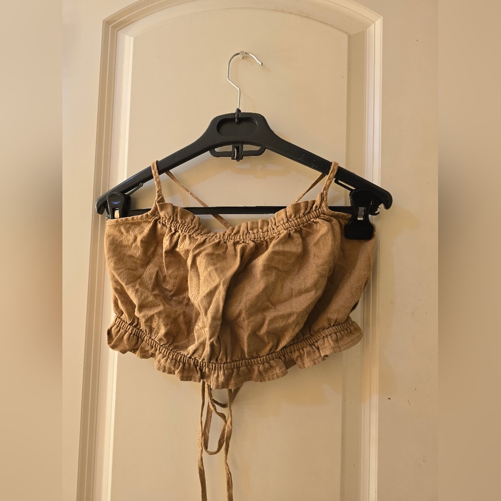 American eagle cropped top L brown